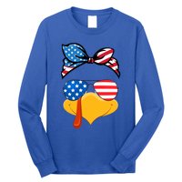 Usa Patriotic Turkey Face Thanksgiving Matching Girls Gift Long Sleeve Shirt