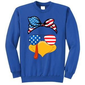 Usa Patriotic Turkey Face Thanksgiving Matching Girls Gift Sweatshirt