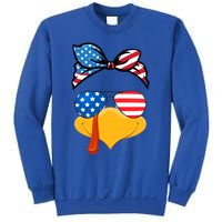 Usa Patriotic Turkey Face Thanksgiving Matching Girls Gift Sweatshirt