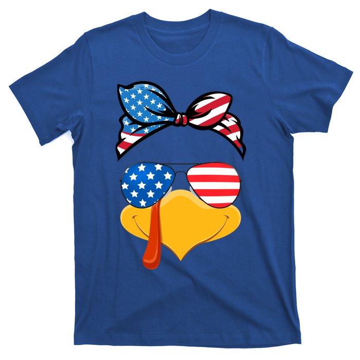 Usa Patriotic Turkey Face Thanksgiving Matching Girls Gift T-Shirt