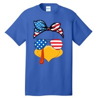 Usa Patriotic Turkey Face Thanksgiving Matching Girls Gift Tall T-Shirt