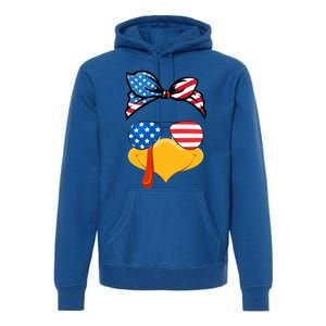 Usa Patriotic Turkey Face Thanksgiving Matching Girls Gift Premium Hoodie