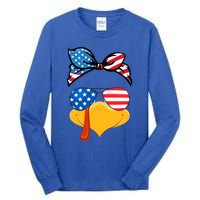 Usa Patriotic Turkey Face Thanksgiving Matching Girls Gift Tall Long Sleeve T-Shirt