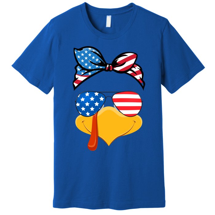 Usa Patriotic Turkey Face Thanksgiving Matching Girls Gift Premium T-Shirt