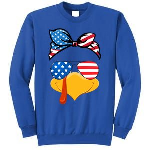 Usa Patriotic Turkey Face Thanksgiving Matching Girls Gift Tall Sweatshirt