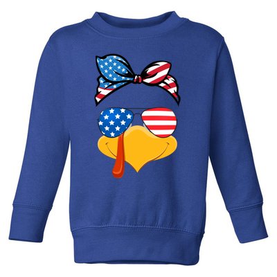 Usa Patriotic Turkey Face Thanksgiving Matching Girls Gift Toddler Sweatshirt