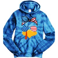 Usa Patriotic Turkey Face Thanksgiving Matching Girls Gift Tie Dye Hoodie