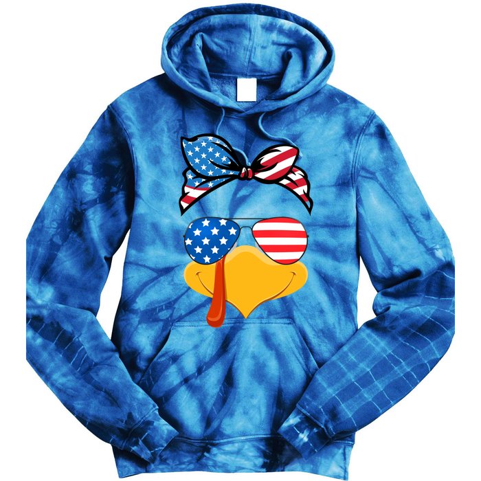 Usa Patriotic Turkey Face Thanksgiving Matching Girls Gift Tie Dye Hoodie