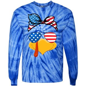 Usa Patriotic Turkey Face Thanksgiving Matching Girls Gift Tie-Dye Long Sleeve Shirt