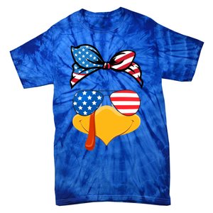 Usa Patriotic Turkey Face Thanksgiving Matching Girls Gift Tie-Dye T-Shirt