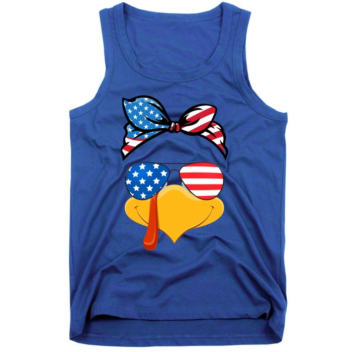 Usa Patriotic Turkey Face Thanksgiving Matching Girls Gift Tank Top