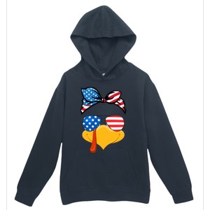 Usa Patriotic Turkey Face Thanksgiving Matching Girls Gift Urban Pullover Hoodie