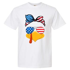 Usa Patriotic Turkey Face Thanksgiving Matching Girls Gift Garment-Dyed Heavyweight T-Shirt