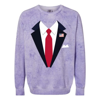 Usa President Trump Suit Easy Halloween Costume Long Sleeve Colorblast Crewneck Sweatshirt