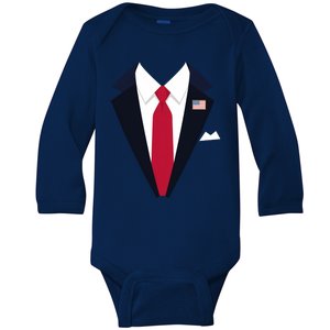 Usa President Trump Suit Easy Halloween Costume Long Sleeve Baby Long Sleeve Bodysuit