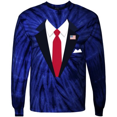 Usa President Trump Suit Easy Halloween Costume Long Sleeve Tie-Dye Long Sleeve Shirt