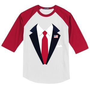 Usa President Trump Suit Easy Halloween Costume Long Sleeve Kids Colorblock Raglan Jersey