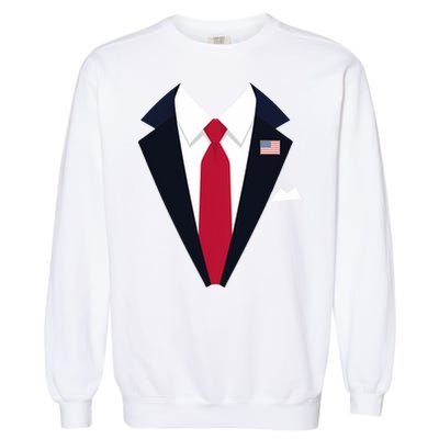 Usa President Trump Suit Easy Halloween Costume Long Sleeve Garment-Dyed Sweatshirt