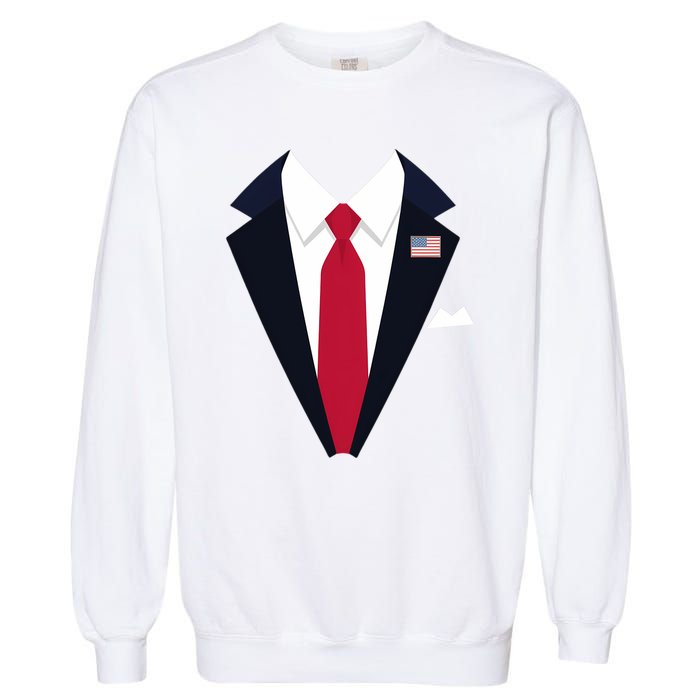 Usa President Trump Suit Easy Halloween Costume Long Sleeve Garment-Dyed Sweatshirt