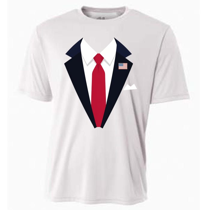 Usa President Trump Suit Easy Halloween Costume Long Sleeve Cooling Performance Crew T-Shirt