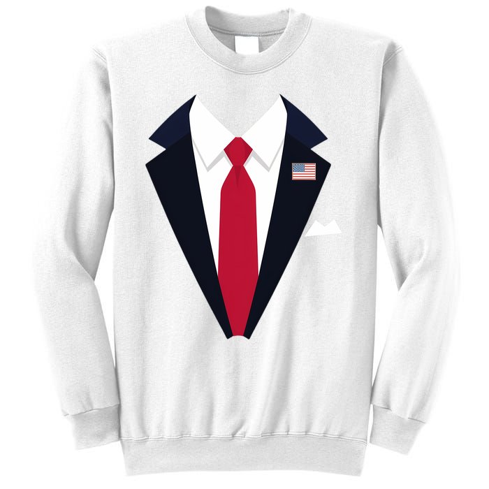 Usa President Trump Suit Easy Halloween Costume Long Sleeve Sweatshirt