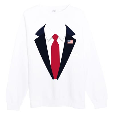 Usa President Trump Suit Easy Halloween Costume Long Sleeve Premium Crewneck Sweatshirt