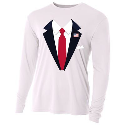 Usa President Trump Suit Easy Halloween Costume Long Sleeve Cooling Performance Long Sleeve Crew