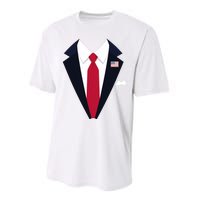 Usa President Trump Suit Easy Halloween Costume Long Sleeve Performance Sprint T-Shirt