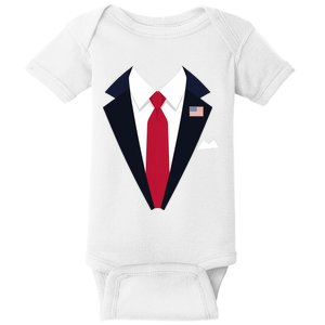 Usa President Trump Suit Easy Halloween Costume Long Sleeve Baby Bodysuit