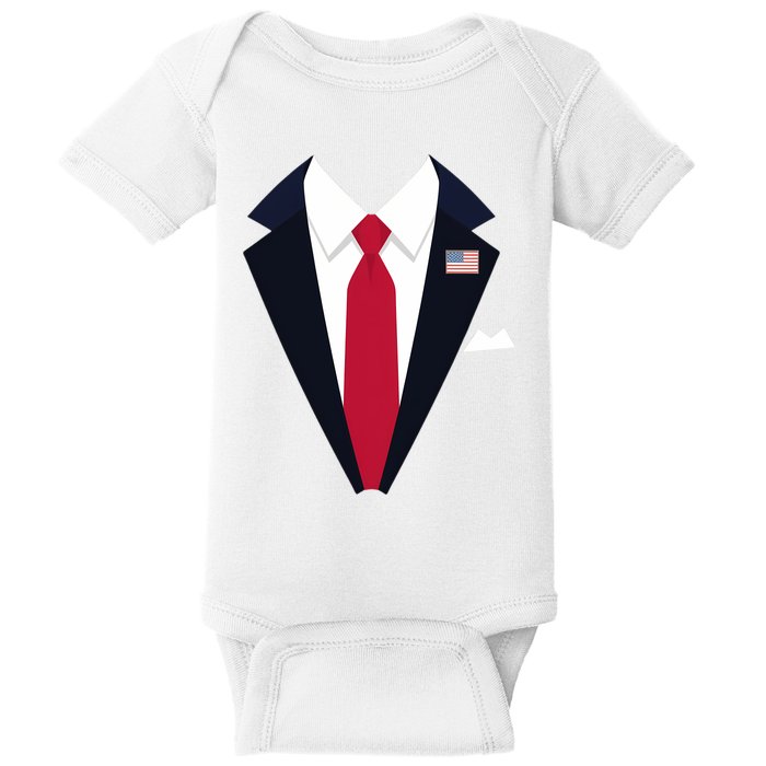 Usa President Trump Suit Easy Halloween Costume Long Sleeve Baby Bodysuit