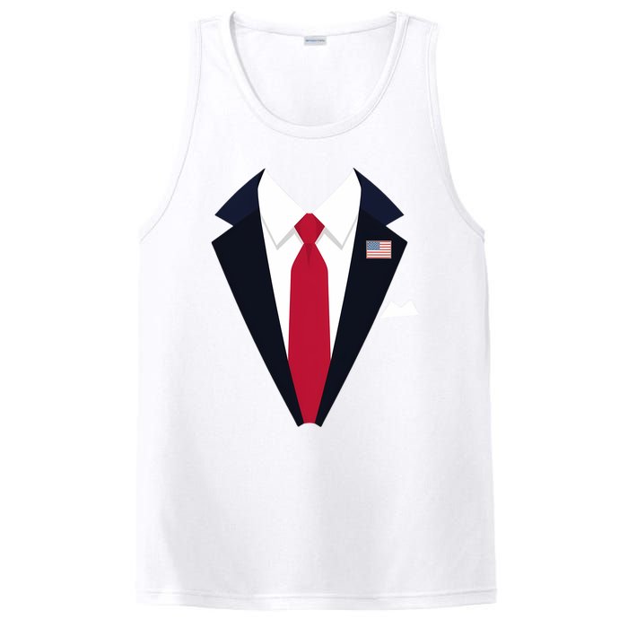 Usa President Trump Suit Easy Halloween Costume Long Sleeve PosiCharge Competitor Tank