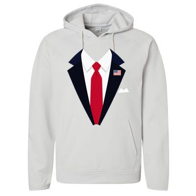 Usa President Trump Suit Easy Halloween Costume Performance Fleece Hoodie