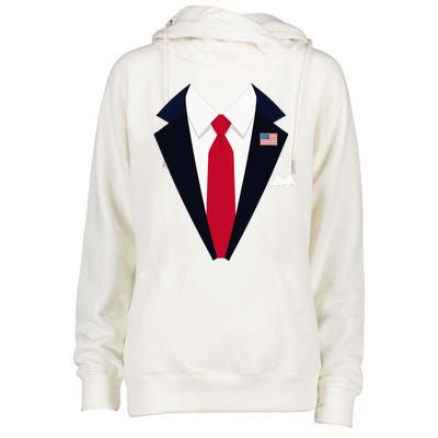 Usa President Trump Suit Easy Halloween Costume Womens Funnel Neck Pullover Hood