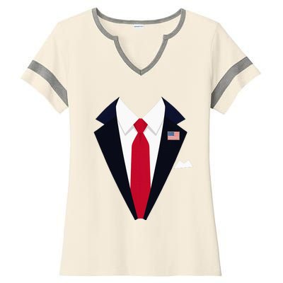 Usa President Trump Suit Easy Halloween Costume Ladies Halftime Notch Neck Tee