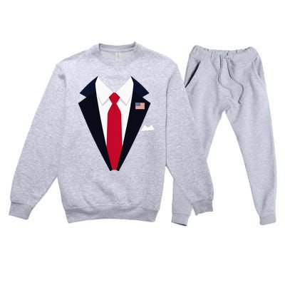 Usa President Trump Suit Easy Halloween Costume Premium Crewneck Sweatsuit Set