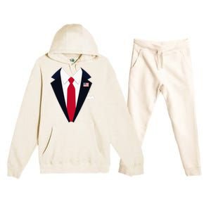 Usa President Trump Suit Easy Halloween Costume Premium Hooded Sweatsuit Set