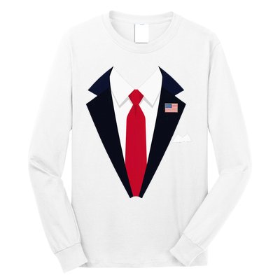 Usa President Trump Suit Easy Halloween Costume Long Sleeve Shirt