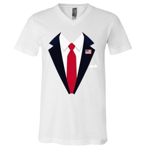 Usa President Trump Suit Easy Halloween Costume V-Neck T-Shirt