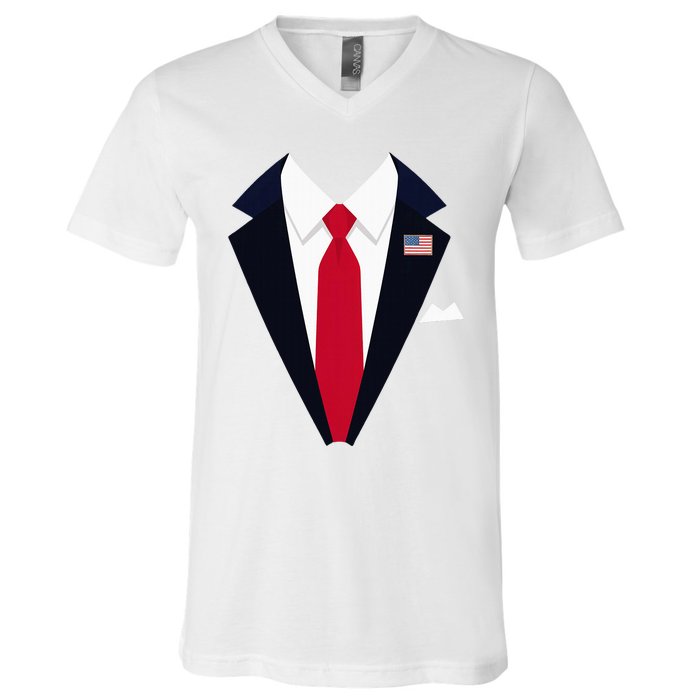 Usa President Trump Suit Easy Halloween Costume V-Neck T-Shirt