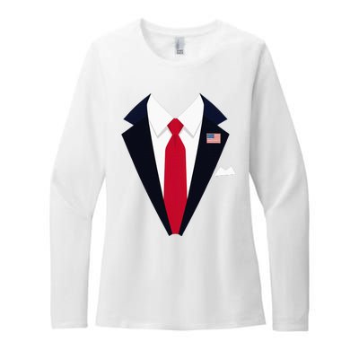 Usa President Trump Suit Easy Halloween Costume Womens CVC Long Sleeve Shirt