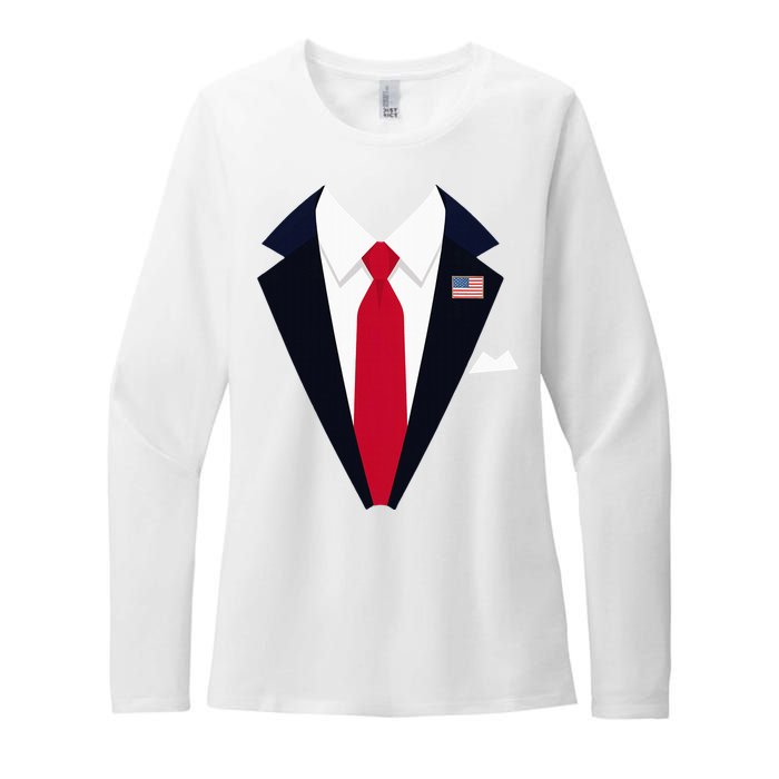 Usa President Trump Suit Easy Halloween Costume Womens CVC Long Sleeve Shirt