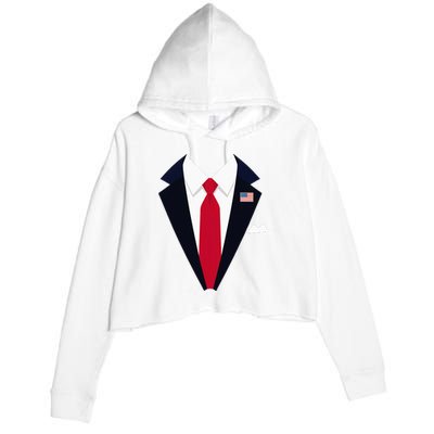 Usa President Trump Suit Easy Halloween Costume Crop Fleece Hoodie