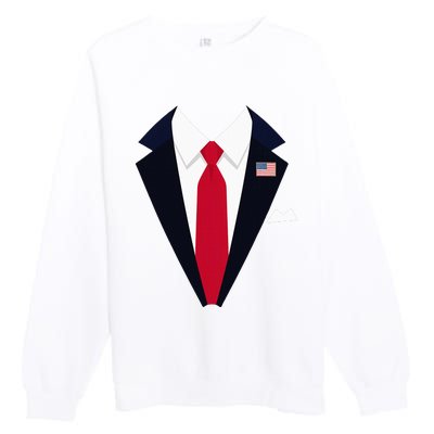 Usa President Trump Suit Easy Halloween Costume Premium Crewneck Sweatshirt