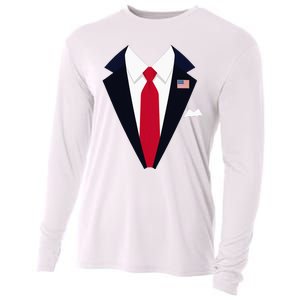 Usa President Trump Suit Easy Halloween Costume Cooling Performance Long Sleeve Crew