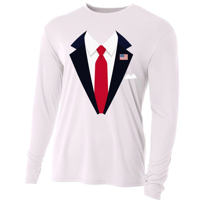 Usa President Trump Suit Easy Halloween Costume Cooling Performance Long Sleeve Crew