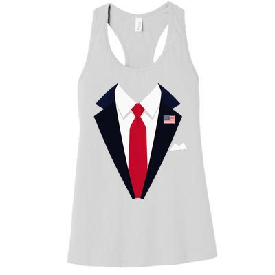 Usa President Trump Suit Easy Halloween Costume Women's Racerback Tank