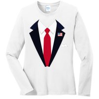 Usa President Trump Suit Easy Halloween Costume Ladies Long Sleeve Shirt