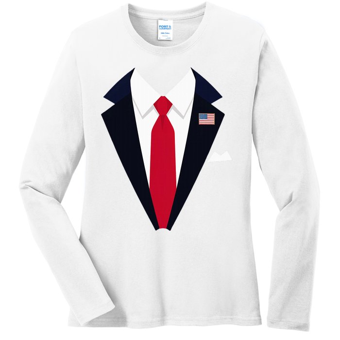 Usa President Trump Suit Easy Halloween Costume Ladies Long Sleeve Shirt