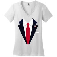 Usa President Trump Suit Easy Halloween Costume Women's V-Neck T-Shirt