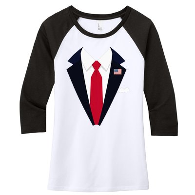 Usa President Trump Suit Easy Halloween Costume Women's Tri-Blend 3/4-Sleeve Raglan Shirt